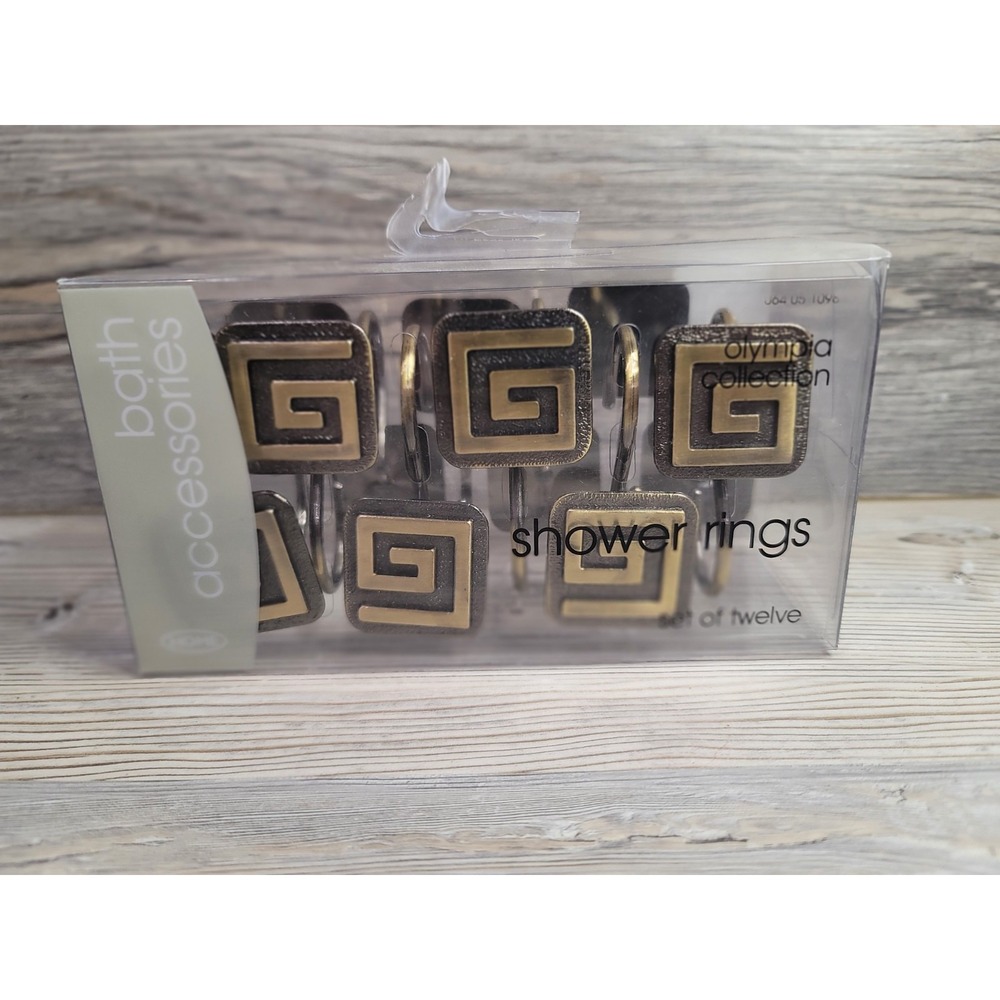 Shower rings vintage from target brass like set of 12 geometric square